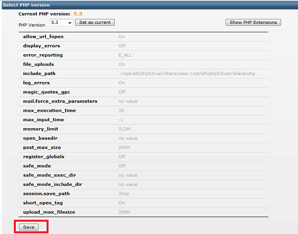 Tùy chỉnh “Show PHP Extensions”