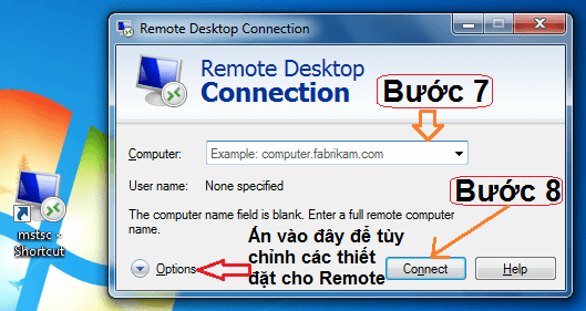 Cách sử dụng remote desktop connection trên Window 7/ Vista 1