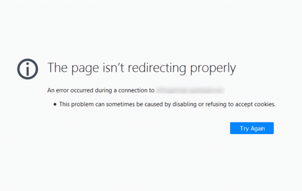 Lỗi Err_too_many_redirects được hiển thị ở Firefox