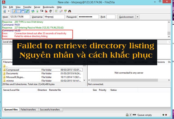 Khắc phục lỗi Failed to retrieve directory listing như thế nào?