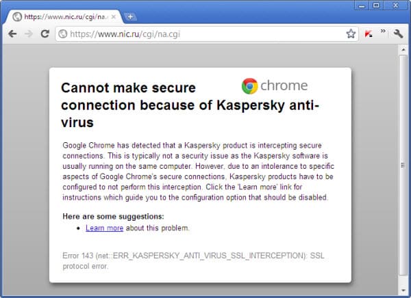 lỗi SSL facebook do chương trình diệt Virus Kaspersky Anti-Virus