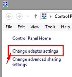 Nhấp loài chuột nhập Change Adapter settings