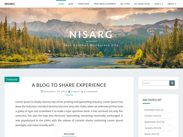 Nisarg là một trong những theme miễn phí cho wordpress khá đẹp mắt