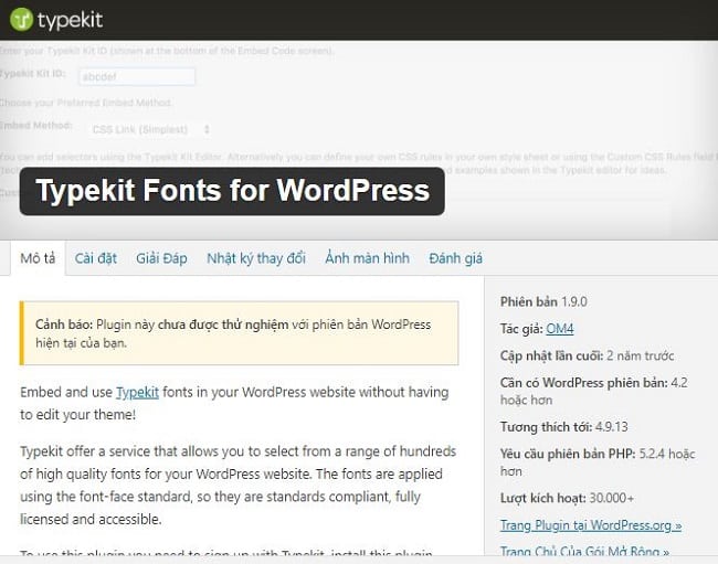 Plugin font cho wordpress Typekit Fonts cho WordPress