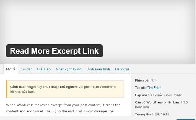 Plugin thu gọn bài viết trong wordpress với Read More Excerpt Link