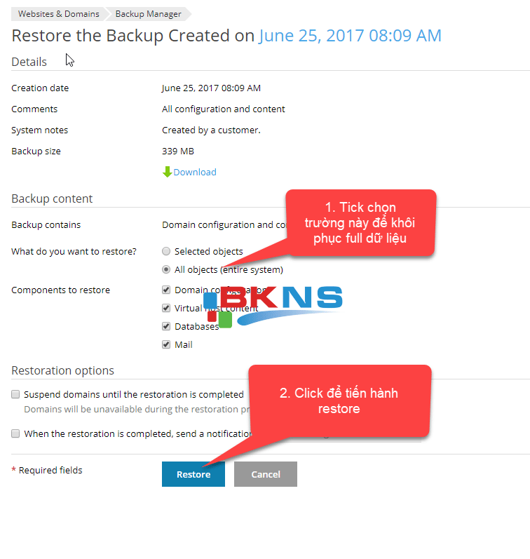 Hướng dẫn backup và restore full hosting Plesk 12