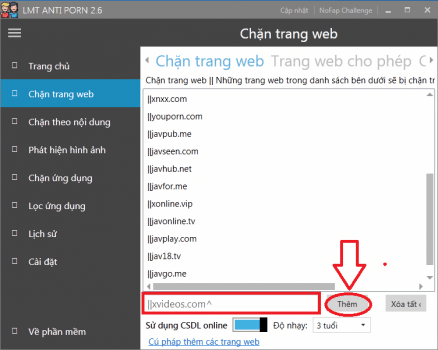 sử dụng phần mềm chặn web LMT Anti Porn bước 5