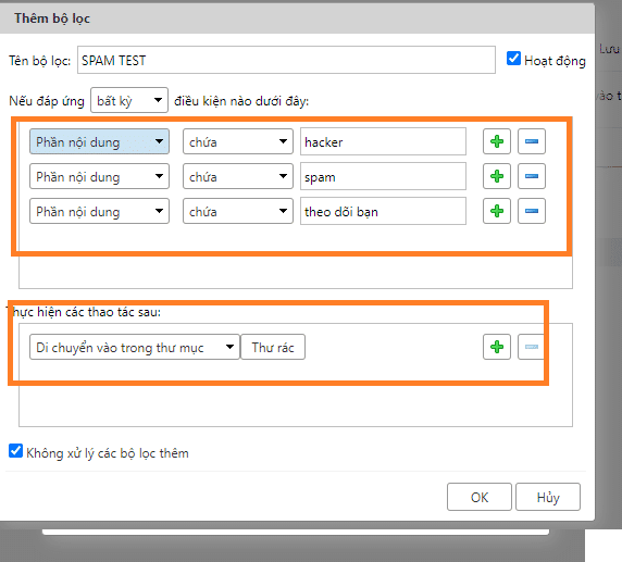 Hướng dẫn tạo bộ lọc Mail Trên Mail Zimbra