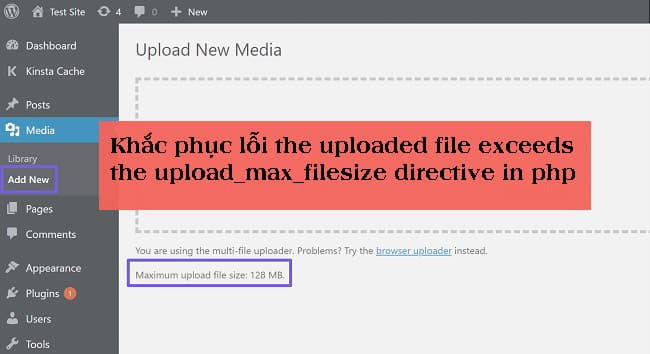 Khắc phục lỗi the uploaded file exceeds the upload_max_filesize directive in php.ini