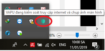 Thông báo VAPU đang kiểm soát truy cập internet và chụp ảnh màn hình