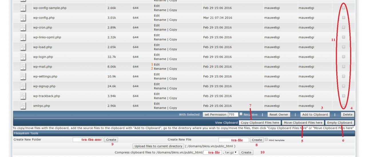 Các chức năng chính trong quản lý file