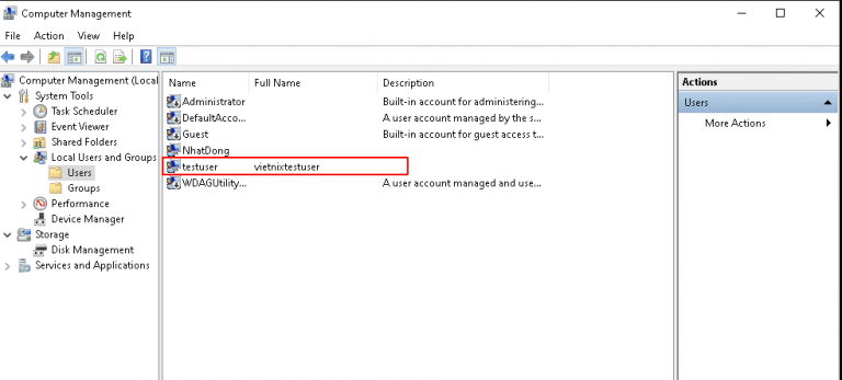 Hướng dẫn tạo User trên Windows 10 thông qua Computer Management