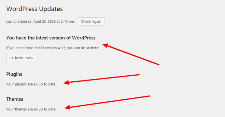 Đừng quên cập nhật WordPress, các plugin và Themes