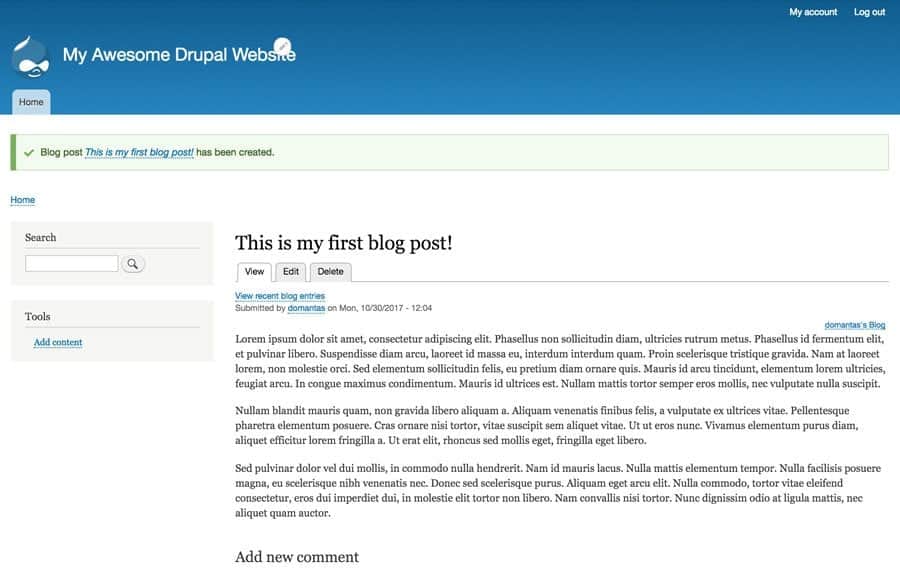 Tạo Blog trên Drupal 8