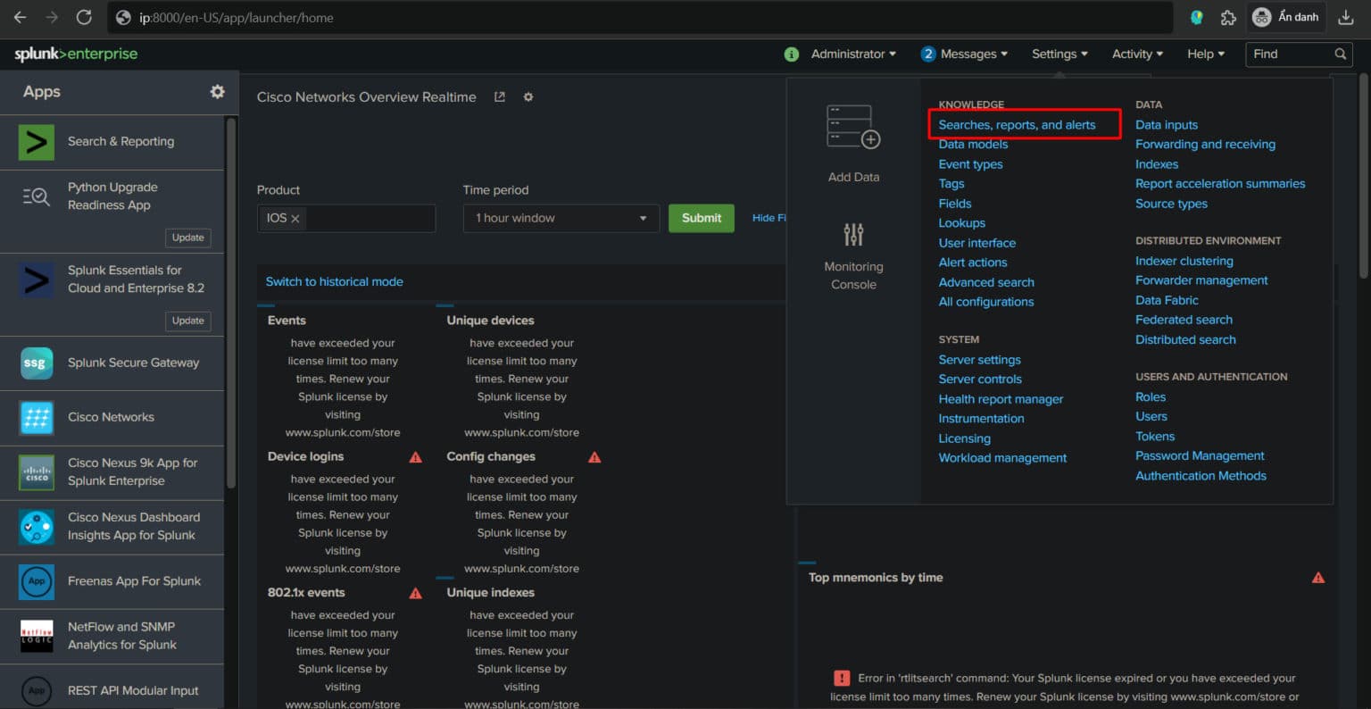 Cấu hình alerts từ splunk vào telegram BKNS