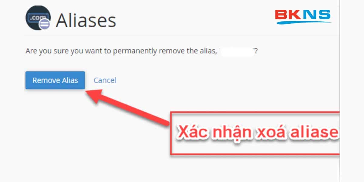 Xác nhận xóa Alias Domain