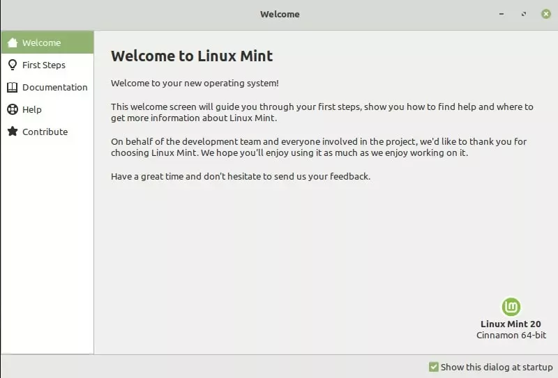 Hiển trị màn hình Welcome to Linux Mint 