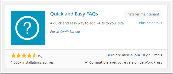 Plugin FAQ này được coi là một plugin WordPress nhanh và dễ sử dụng