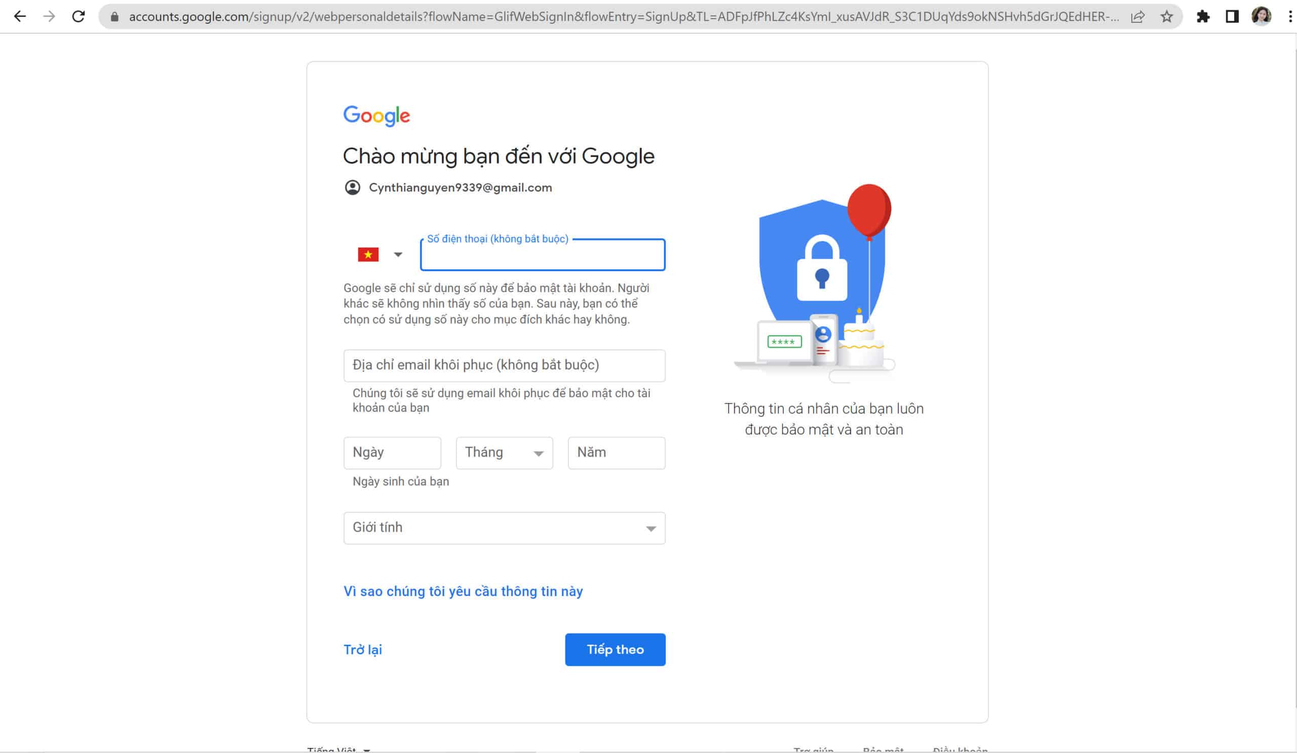 tạo tài khoản email bằng gmail 3