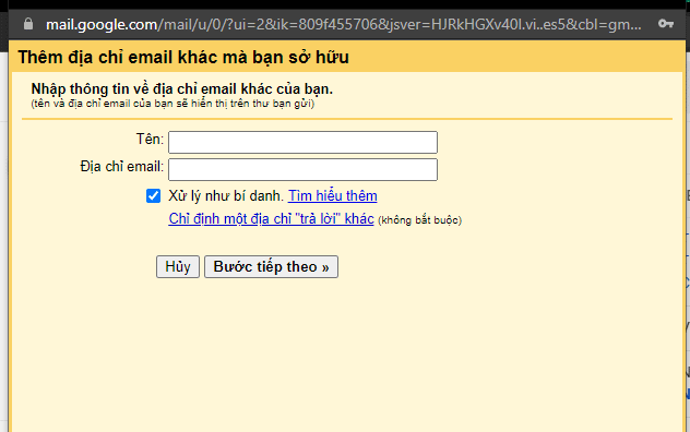 nhập thông tin email