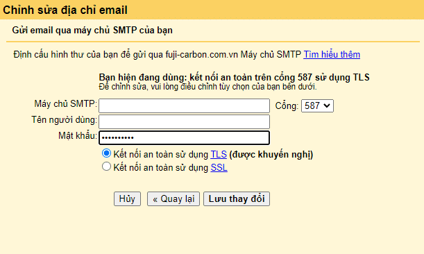 thông số máy chủ mail