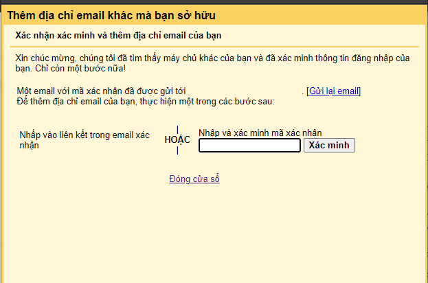 copy mã để tiến hành xác minh