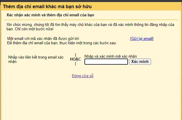 copy mã để tiến hành xác minh
