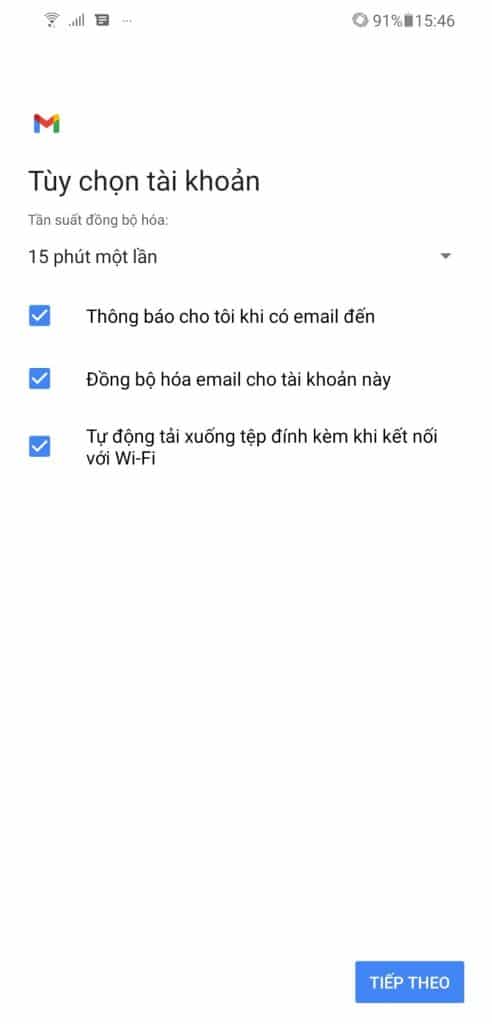 đợi đồng bộ email