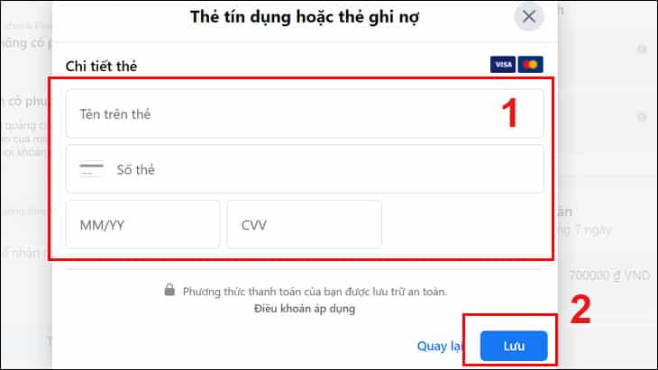 Điền thông tin thẻ