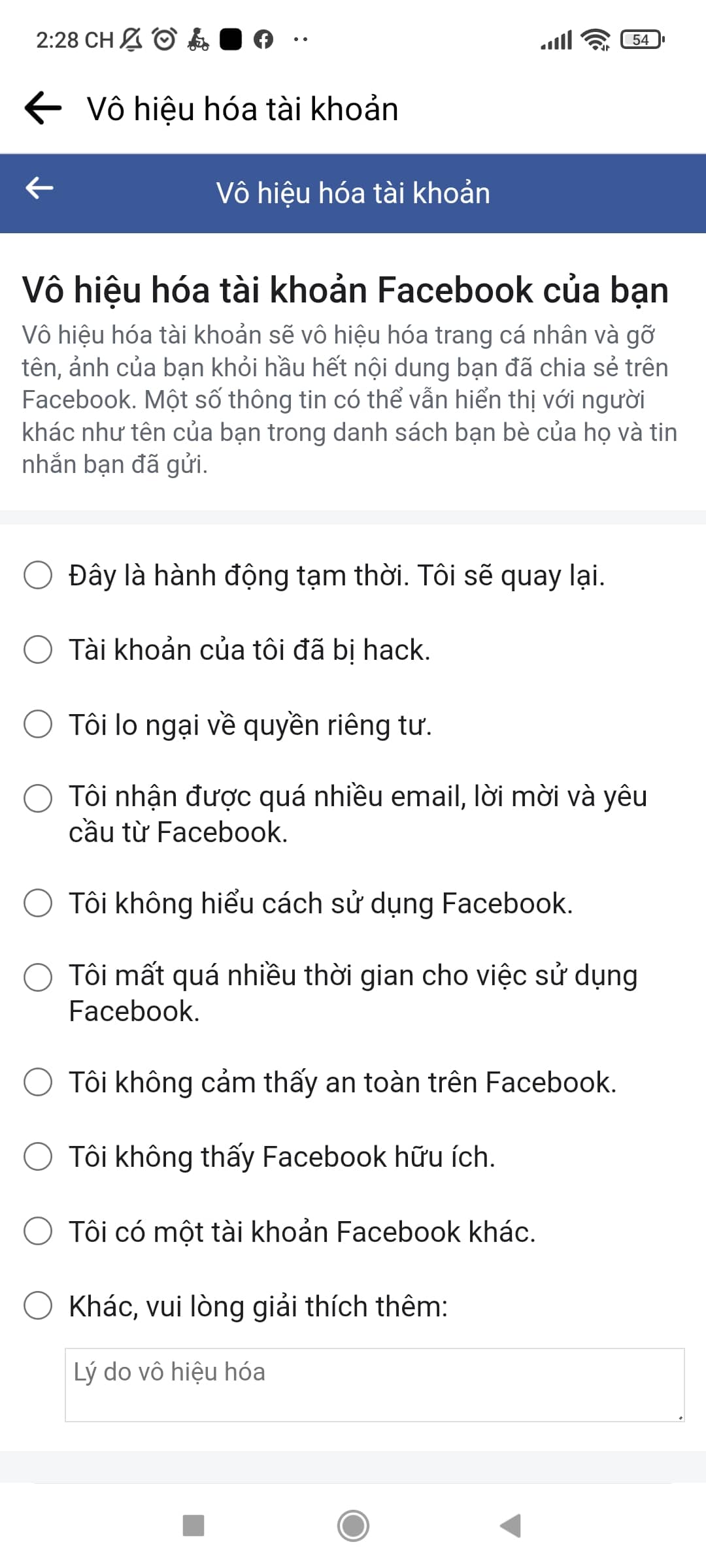 chọn lý do