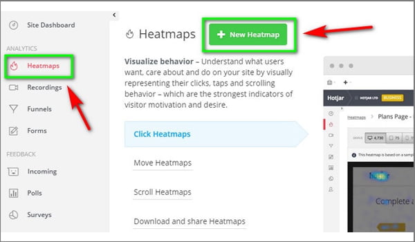 Tạo Heatmap giúp bạn theo dõi người dùng quan tâm gì trên trang.