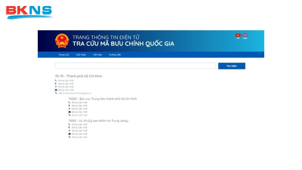 Sau khi nhập tên tỉnh/thành phố, mã Zip sẽ hiển thị bên dưới thanh tìm kiếm.