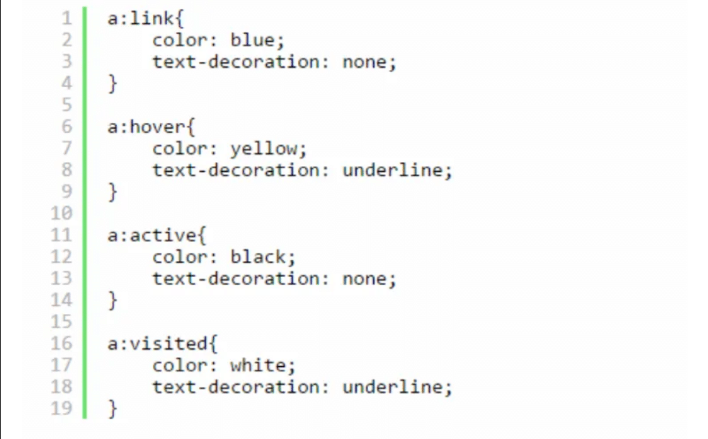các trạng thái của thẻ a
