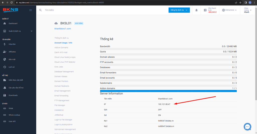 Hướng dẫn quản lý Hosting DirectAdmin 