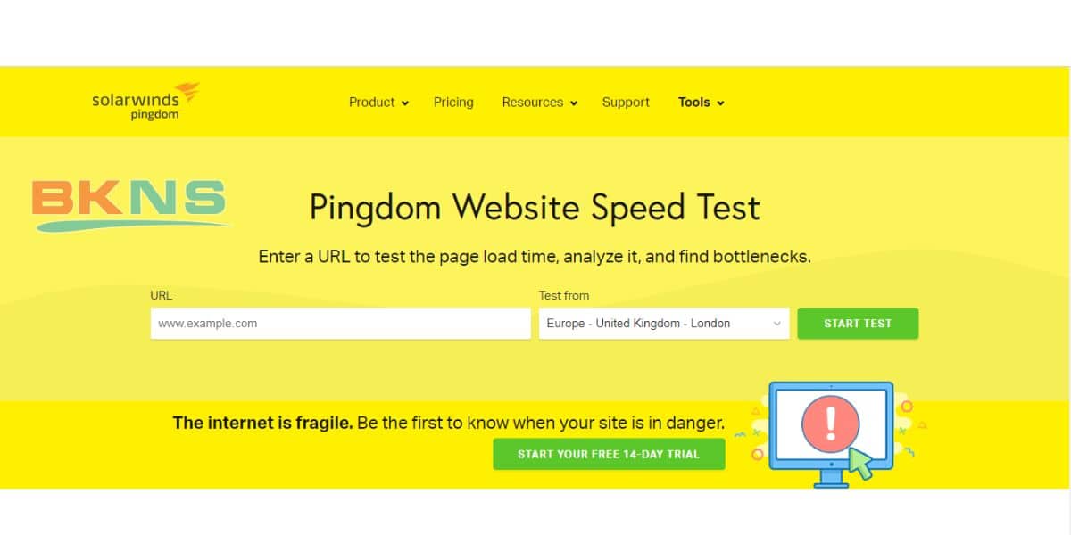 Kiểm tra tốc độ hosting với Pingdom Website Speed ​​Test