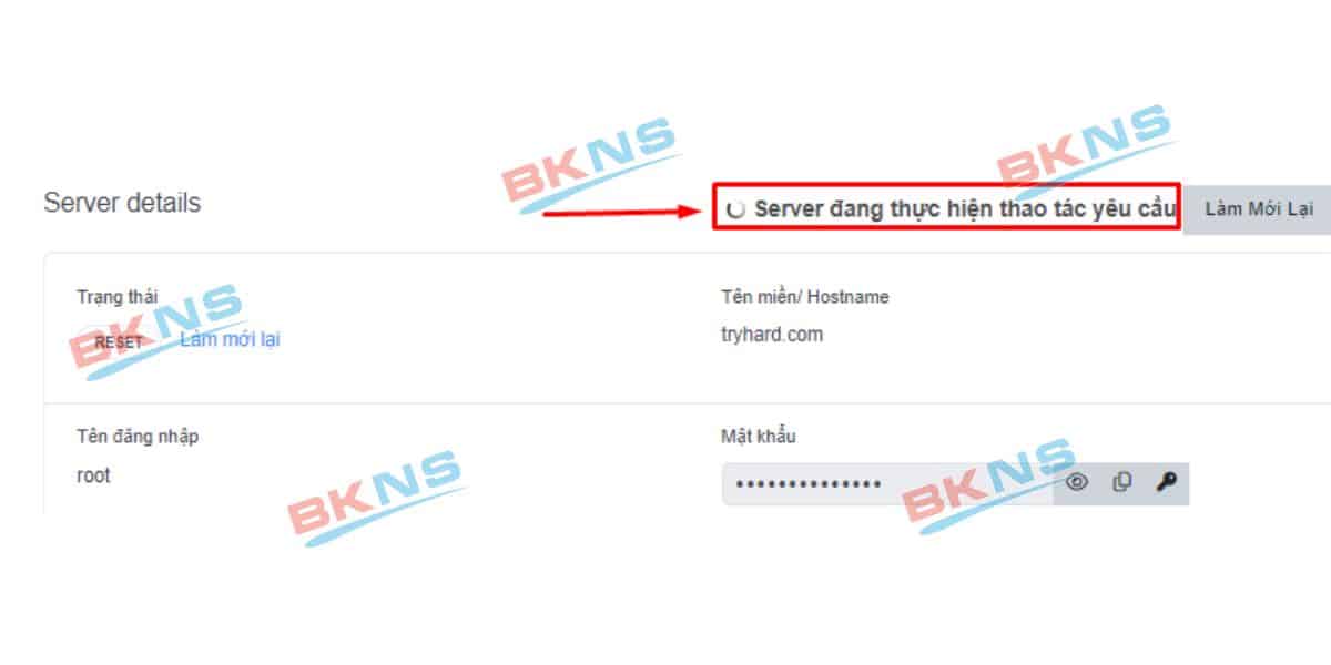 Chờ tiến trình reset mật khẩu hoàn thành