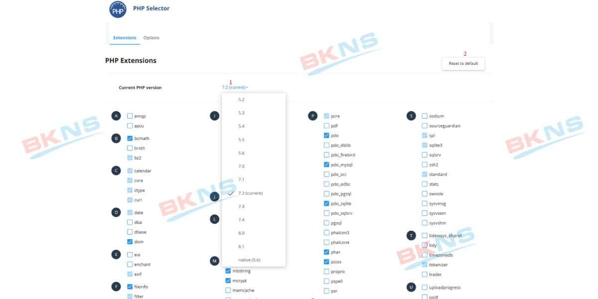 Thay đổi phiên bản PHP