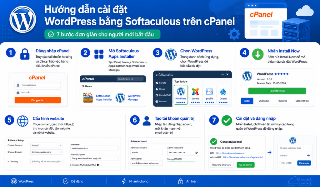 Hướng dẫn cài đặt WordPress bằng Softaculous trên cPanel