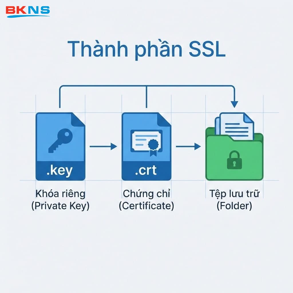 Bạn cần chuẩn bị đầy đủ các file chứng chỉ (.key, .crt) trước khi tiến hành viết code cấu hình SSL cho server Node.js