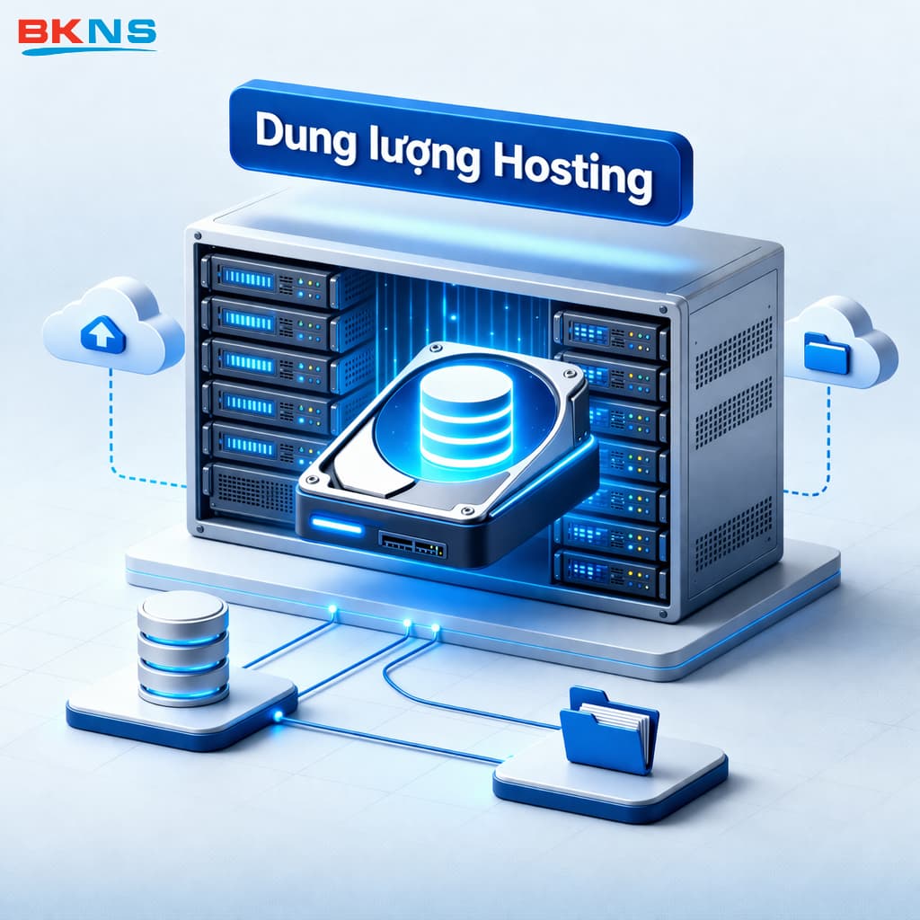 Dung lượng hosting (Disk Space) là khoảng không gian trên máy chủ được dùng để lưu trữ toàn bộ mã nguồn, cơ sở dữ liệu và tập tin của website