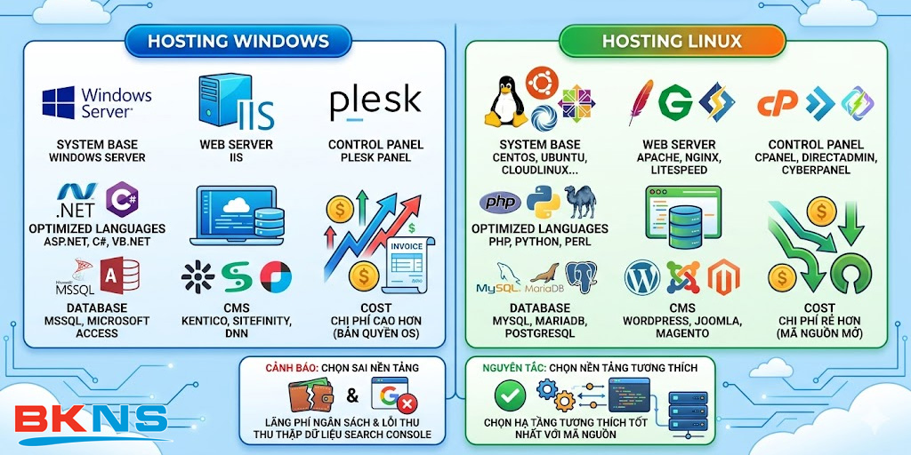 Hosting Windows và Hosting Linux