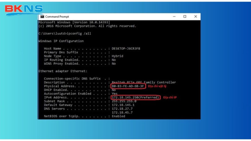 Kiểm tra cấu hình IP