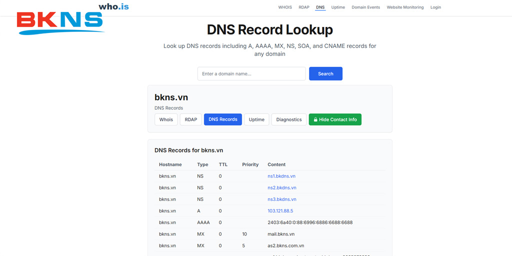 Tra cứu Nameserver