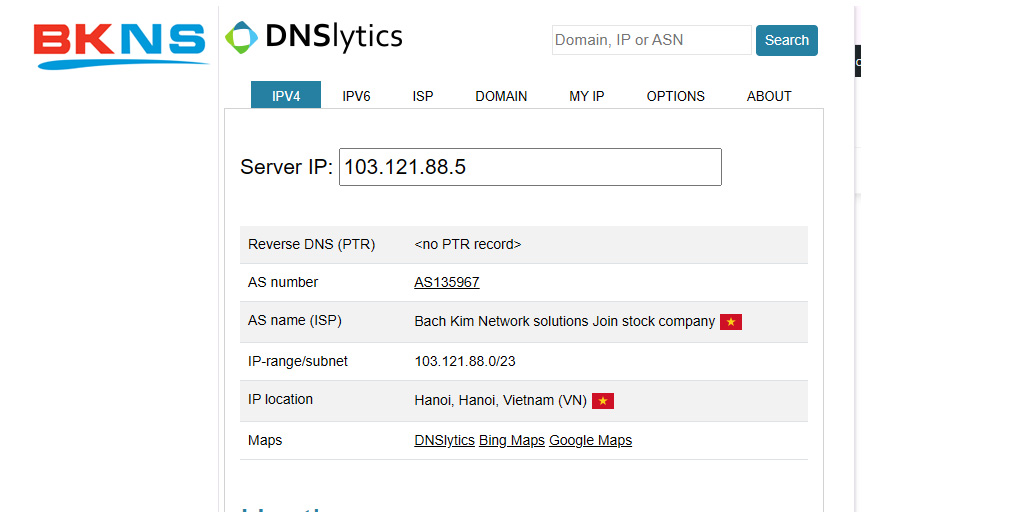 Tiện ích mở rộng IP Address & Domain Information