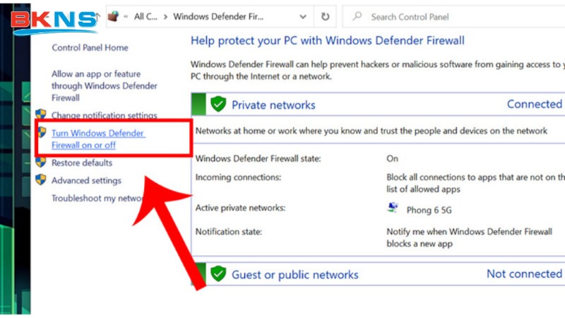 Tắt tường lửa tạm thời cũng là một trong những cách khắc phục lỗi máy trạm không kết nối được với máy chủ