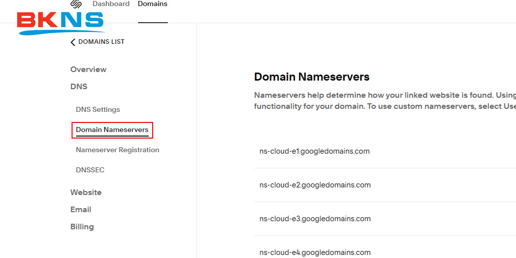 Thay đổi Nameserver trên trang quản lý tên miền