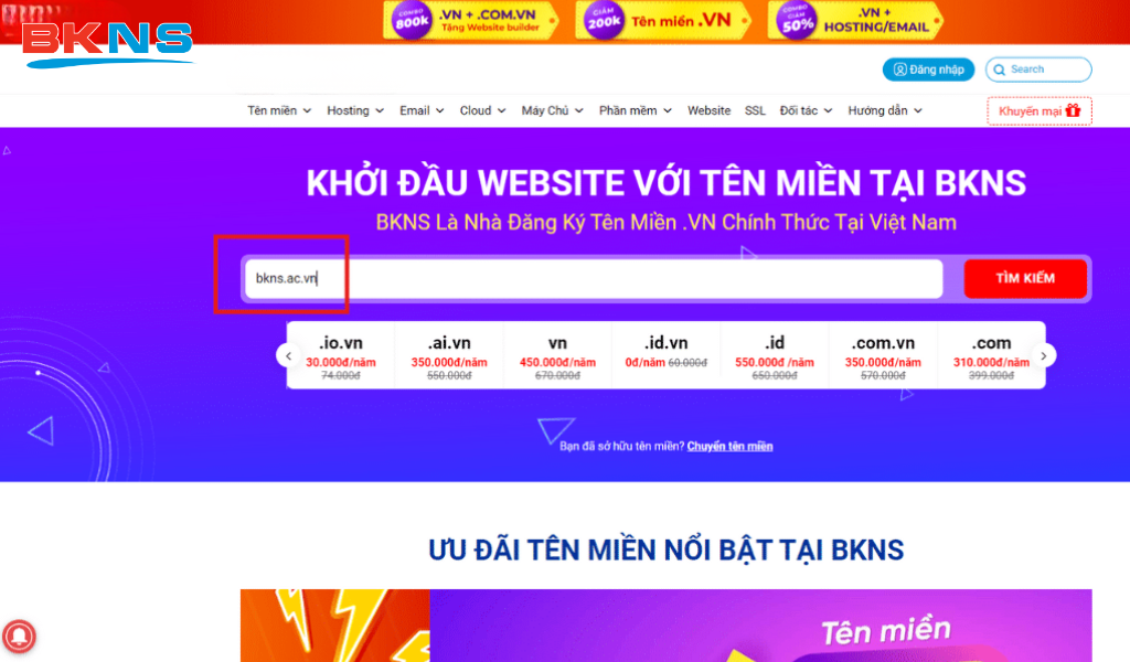 Hướng dẫn đăng ký tên miền .ac.vn tại BKNS