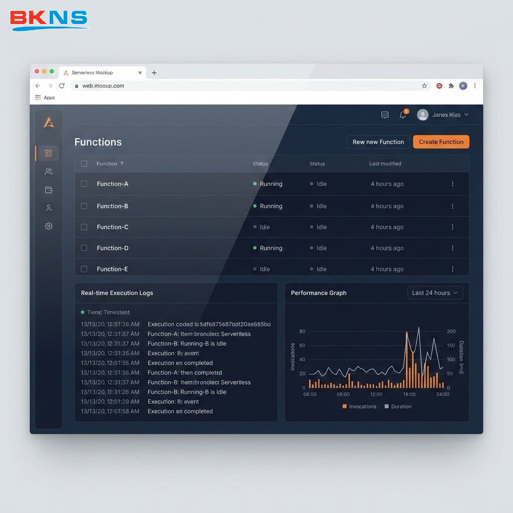 Màn hình điều khiển và giám sát các hàm Serverless thực tế