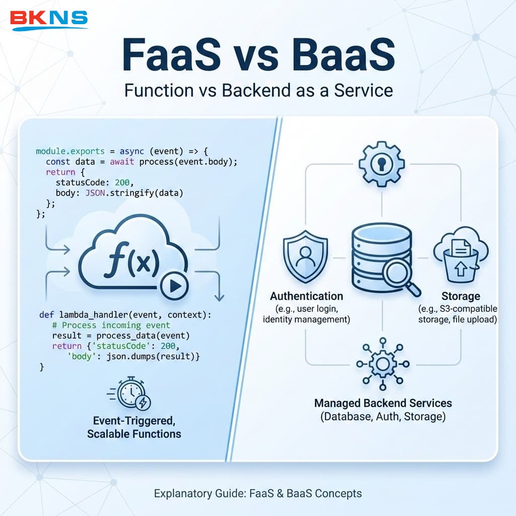 Sự kết hợp giữa FaaS và BaaS tạo nên hệ sinh thái Serverless hoàn chỉnh