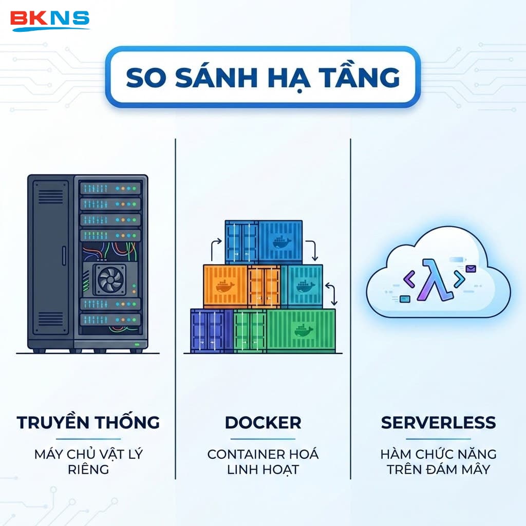 Sự tiến hóa từ máy chủ vật lý đến kiến trúc không máy chủ